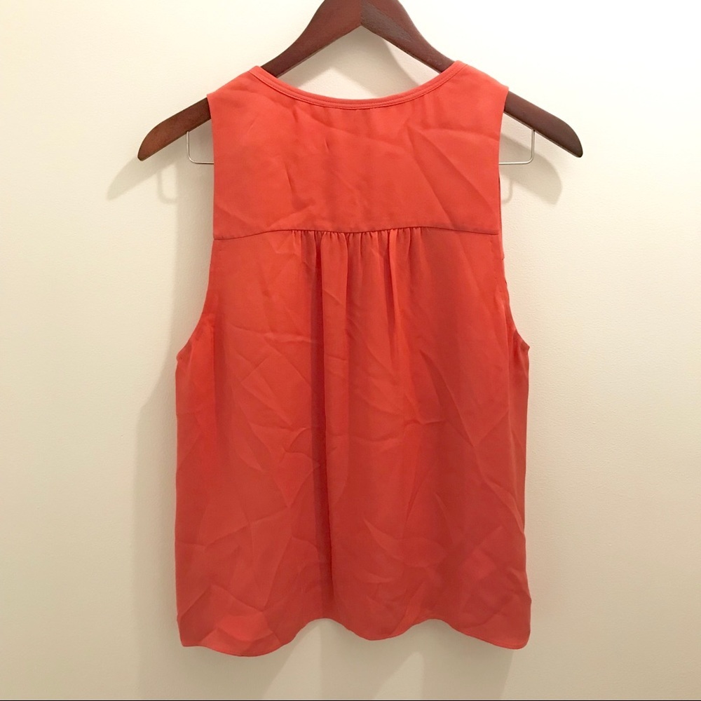 Rebecca Taylor Silk Half Button Blouse coral 6 tank top shirt - Picture 2 of 8